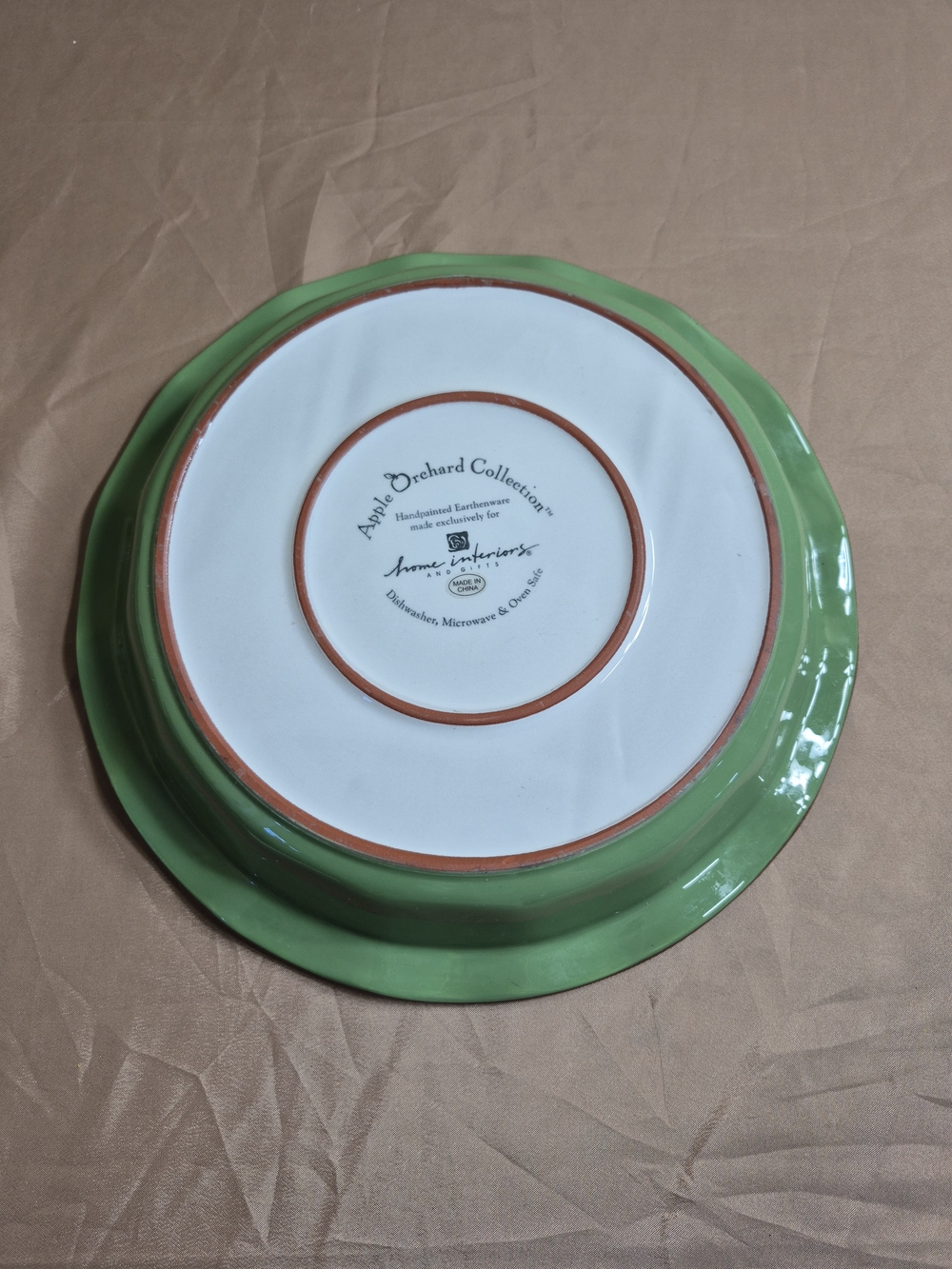 Vintage Home Interiors Apple Orchard Ceramic Pie Plate Scalloped Farmhouse Decor - Picture 3 of 7